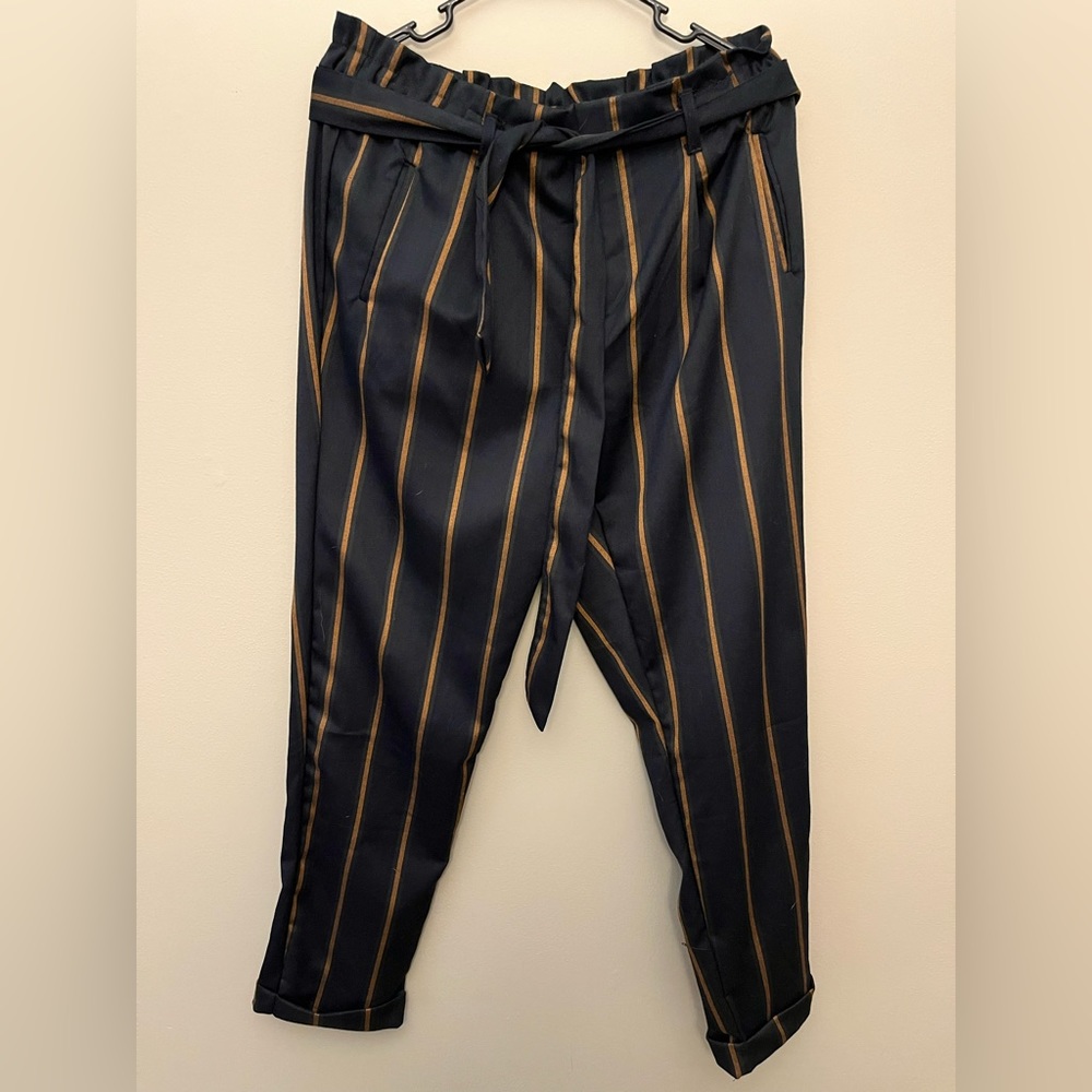 Navy Striped Trousers
